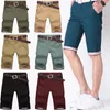 Men's Shorts Wholesale- WOQN Men 201Summer Casual Fashion Cotton Slim Masculina Men's Beach Bermuda Trousers Knee Length Shor