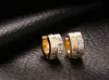 Gold Plated Hoop Earrings for Women Greek Key Pattern Classic Cute Crystal CZ Jewelry Wholesale EH-157