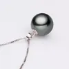 YHAMNI Original Flawless Black Pearl Pendant Necklace With Solid 925 Silver Chain Necklace Wedding Jewelry for Women N001