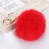 Fashion Real Rabbit Fur Ball Keynchain 8cm Belle chaîne de clés en métal doré Pom Pom