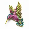 Pins, Brooches Wholesale- Fashion Hummingbird For Women Korean Style Colorful Rhinestone Brooch Pins Elegant Party Jewelry Good Gift1