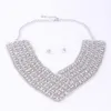 Free Shipping New Women Crystal Rhinestone Collar Necklace Choker Necklaces Earring Wedding Birthday Party Jewelry Sets