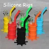 100% Food Grade smoking Silicone Dab Oil Rigs silicon barrel bongs with glass bowl piece DHL