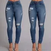 Atacado- Mulheres Senhoras Roupas Denim Skinny Calças Rasgadas Cintura Alta Stretch Slim Lápis Calças Jeans Calcinhas