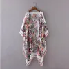 S-5XL Floral impreso kimono blusas camisa mujer moda cardigans largos tops verano casual playa bohemio gasa bikini traje de baño encubrimientos