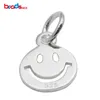 Beadsnice 925 pingentes de prata esterlina círculo sorrindo encantos rosto feliz charme sorriso bonito rosto DIY encontrar ID 35627