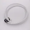 Pulseira de couro duplo trançado branco marfim autêntica 925 prata serve para joias de estilo europeu contas artesanais Andy Jewel 590745CIW-D5103394