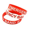 1 pc banda de emergência pulseira de borracha de silicone grande para usar atividades ao ar livre tamanho adulto cor vermelha e branca