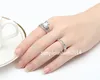 Bijoux de mariage de fiançailles de mode pour dame 10KT or blanc rempli de diamants simulés carrés CZ Gemstone Rings Set pour femmes 3 en 1