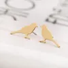 Everfast 10Pair/Lot New Glossy Surface Cute Little Bird Sparrow Earring Silver Gold Rose Gold Color Copper Material för barn Fashion Jewelry EFE063