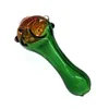 Pipe cuillère en verre vert vif de 4,5 pouces : pipe à main unique pour le plaisir de fumer