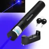 Zichtbare Blauwe Voilet Laser Pointer Pen 10 Miles Single Beam Oplaadbare Blauwe Lazer Pen Pointer 405nm + 18650 Batterij + oplader