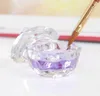 Nail Art Acrylic Crystal Glass Dappen Dish Bowl Cup med Cap Flytande Glitter Pulver Kaviar Rund KD1