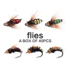 Woen High Simulation Flasy Lure Fly Hooks Bionic Fly Fishing Hook Kotwica 40 sztuk / Box Przynęty Przynęty