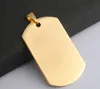 Gold Color Engravable Stainless Steel Dog Tag Shape Charms Jewelry Findings For Men Women Pendant Necklaces