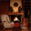 Indoor House Fireplace Garland Christmas Photography Backdrops Vinyl Fabric Cat on Chair Present Boxes Holiday Photo Background Wood Floor