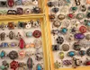 1000 stili Gruppo di mix di alta qualità di anelli in lega esagerati in stile gemma europeo e americano