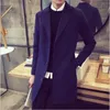 새로운 트렌치 남성 패션 코트 턴 다운 칼라 긴 Outwear Overcoat Manteau Homme Woolen Overcoat