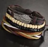 Многослойный браслет панк турецкое крыло браслеты для женщин мужчины бусины браслет манжеты кожаный браслет этнические старинные ювелирные изделия бижутерия