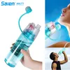 Spray Water Bottle Outdoor Sport Drinking Bottle with Mist Hydration Free DHL