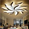 Modern Acrylic Led Ceiling Light Leaf Chandelier Lighting for Living Study Room Bedroom Lamp Dimmable with Remote Control