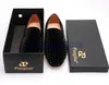 Nouveau velours noir imprimé noir rivet hommes mocassins faits à la main mode fête Banquet hommes fumer pantoufles chaussures plates pour hommes