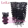 Brasiliansk jungfru hårklämma i hårförlängningar Deep Wave Curly 70120g Full Head 7 Pieces One Set8920779