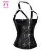 Punk zwart lederen cupless corset underbust corsetto steampunk korsetten en bustiers gothic kleding Korsett voor vrouwen sexy