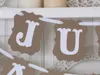 Rustic Wedding Decoration Flag Garland Wedding Banner z białą wstążką Dekoracje party (Mr / Pani Just Married)