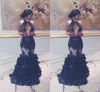 Sexy Mermaid South African Black Girls Prom Dress Pageant Ruffles Keyhole Neck Long Formal Evening Party Gown Plus Size Custom Made