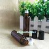 Schwarze Kappe 600 teile/los 15 ml Leere Braune Glasflasche Rollerball Ätherisches Öl Flüssigkeitsbehälter Parfümflasche schnelles DHL-Versand