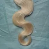 613 Bleach blond cabello humano Cinta Extensión del cabello humano onda del cuerpo Cinta de doble cara Extensiones de cabello de trama de piel 40 piezas 100 g