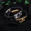 8 66 Men's Italian Gold Silver Plated Handcuff Bracelets Fashion Punk Hiphop 316L Stainless Steel Male Braded Genuine L200R