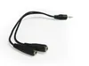 wholesale Black 1 Male To 2 Female 3.5mm AUX Audio Y Splitter Cable High Quality Earphone Headphone Adapter 300ps/lot