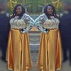 Plus storlek två stycken prom klänningar sydafrikanska spetsar långärmad jacka och gul älskling kväll klänningar kvinnor formell fest vestidos