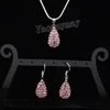 Crystal Jewelry Set 9 Colors Rhinestone Water Drop Shaped Pendant Earrings And Necklace For Party 5 Sets lot Whole214W