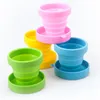 Silicone portable rétractable pliable eau pliable boissonnerie tasse de voyage extérieur télescopique thermospopique souple souple tasse de buvette avec couvercle 170 ml de couleurs de bonbons