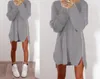 Seksi Bayan Bayanlar Kış Uzun Kollu fermuar Jumper Üstleri Örme Boy Baggy Kazak Casual Gevşek Tunik Süveter Mini gömlek Elbise ONY