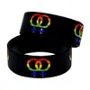 50PCS Pride Girl Gender Logo Silicone Rubber Bracelet 1 Inch Wide Adult Size Black for Gay