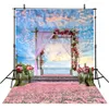 Beautiful Sky Clouds Outdoor Scenic Summer Beach Wedding Backdrops Vinyl Romantic Pink Petals Carpet Red Roses Photography Studio Background