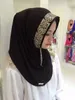 Femmes musulmanes écharpe avec impression blingbling fleurs brodées Turban dentelle couvre-chef mousseline style folk multicolore hijab drop shipping