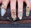 Moda Rhinestone lindo Bowknot dedo uña anillo encanto corona flor cristal mujer personalidad Nail Art Rings3043