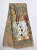5 Y / pc 상단 판매 노란색 꽃 그물 레이스 직물 꽃 디자인 자수 아프리카 메쉬 레이스 옷 LJ25-1