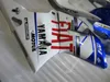 Gratis Custom Fairing Kit för Yamaha YZF R1 2000 2001 Vitblå Fairings Set YZFR1 00 01 RT58