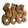 Virgin Tape Hair Extensions Indian # 6 Medium Brown Adhesive Tape In Hair 80 st Body Wave Seamless Tape In Human Hair Extensions 200g