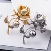 Korean women diy brooch roses pearl diamond brooches Fashion alloy brooches jewelry