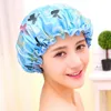 Vente en gros - Haute qualité double couche imperméable bonnet de douche imprimé papillon élastique séchage cheveux shampooing douche bonnet de bain chapeau