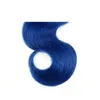 ELIBESS два тона 1B / синий Ombre 100 г / шт бразильский волна тела человека девственные волосы 3 пучка 100% человеческих волос черный и синий Ombre расширений