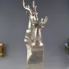 Chinois Argent Fengshui Cerf Sika Repere Cerfs Tête Buste Animal Estátua