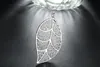 Pendentif feuille plaqué argent Sterling 925, 5.7CM x 2.9CM, accessoires de mode, collier adapté, nouvelle mode 2017